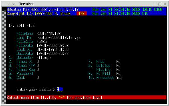 File database setup