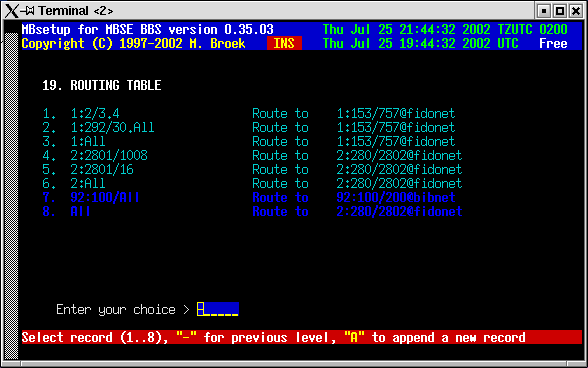 Routing table