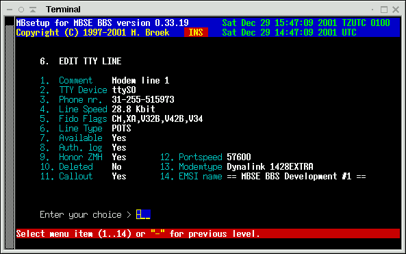 A analogue modem port at COM1