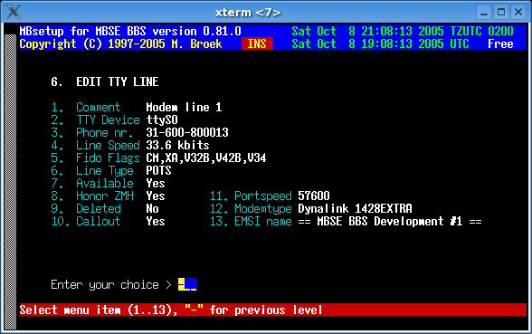 A analogue modem port at COM1